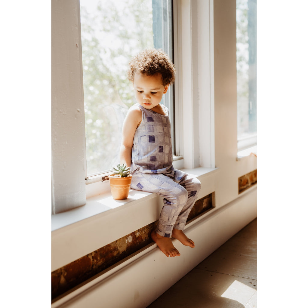 Blue Square Romper